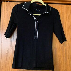 Loft Black and White Cotton Top NWT